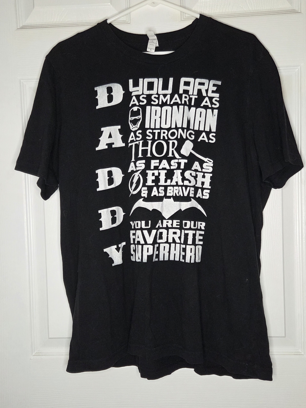 "Daddy You Are Strong" Superhero Tshirt Mens Size XL by Bella + Canvas
